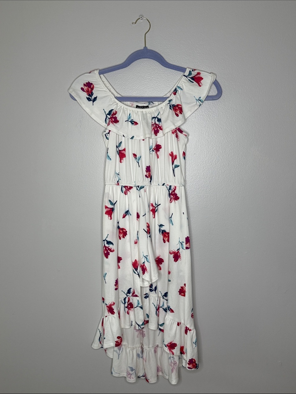 Paper Doll White Floral Dress / Romper With Red & Teal Accents Size 10